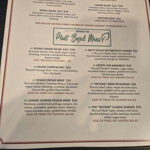 Plant Based Menu June 2025 at Shepherd's Pub in Elora