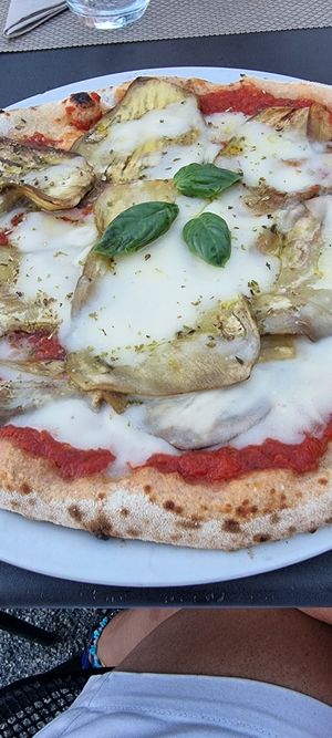 Pizza parmigiana at Paradiso Pizzeria Gelateria in Trequanda