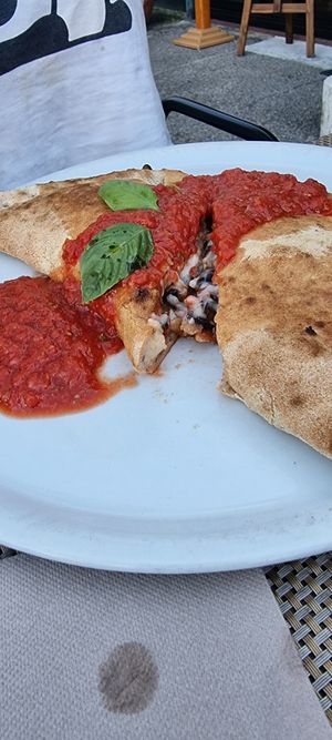 Calzone funghi at Paradiso Pizzeria Gelateria in Trequanda