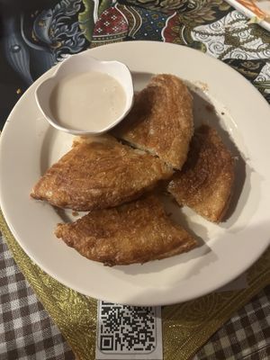  Roti with bananas and coconut sauce at Aroy Thai Gardens in Middletown