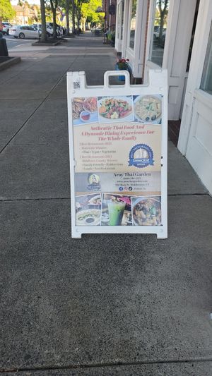 sign at Aroy Thai Gardens in Middletown