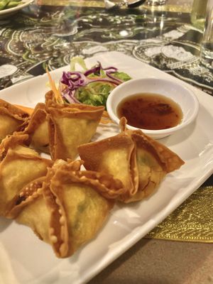 vegan crab rangoon!!!!  at Aroy Thai Gardens in Middletown