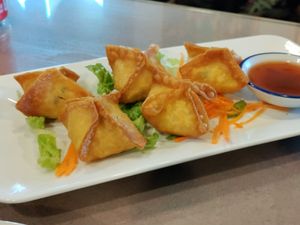 Crab rangon soooo good! at Aroy Thai Gardens in Middletown