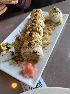 Avocado with caviar sushi rolls yum  at Aroy Thai Gardens in Middletown