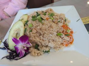 Thai Khao Pad fried rice at Aroy Thai Gardens in Middletown