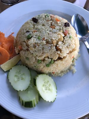 Pineapple fried rice with vegetables, cashews and tofu. I requested the egg to be omitted.  at Aroy Thai Gardens in Middletown