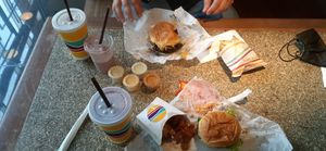 Mushroom bbq, some special burger, bloomies, fries at PLNT Burger in Wynnewood