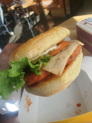 Spicy chic'N sandwich at PLNT Burger in Wynnewood