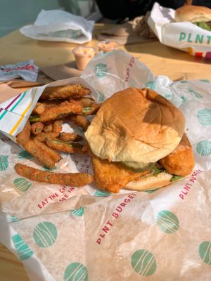 Fish Sandwich w/ Green Bean Fries at PLNT Burger in Wynnewood