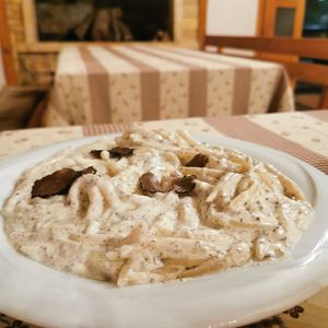Truffle pasta (freshly made) at Konoba Bani in Pazin