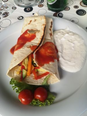 Vegan Tortilla with yogurt  at Konoba Bani in Pazin