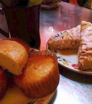 Honey muffins & strawberry scones from local bakery  at Third Street Stuff and Coffee in Lexington