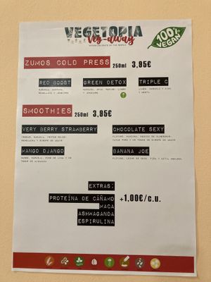 Menu - November 2021 at Vegetopia in Gran Canaria