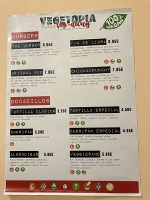 Menu - November 2021 at Vegetopia in Gran Canaria