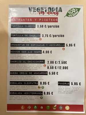 Menu - November 2021 at Vegetopia in Gran Canaria