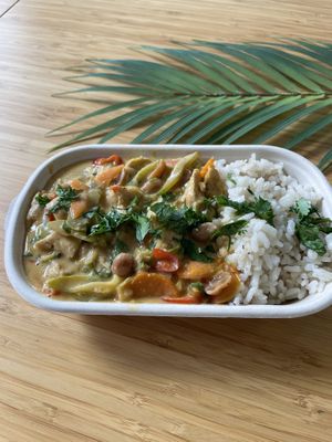 Thai curry - very tasty! And generous soy chicken chunks  at Vegetopia in Gran Canaria
