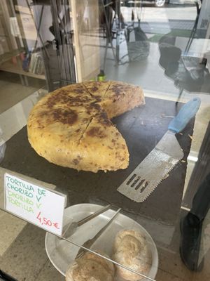 Tortilla with chorizo  at Vegetopia in Gran Canaria