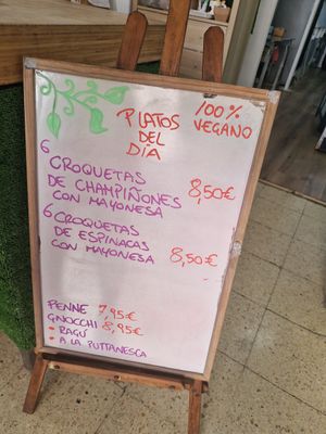 Daily menu at Vegetopia in Gran Canaria