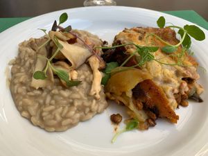 Dish of the day...half of each as I could not decide which to have! at Botellini in Caldas Da Rainha