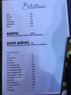 Menu at Botellini in Caldas Da Rainha