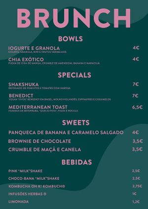 Brunch menu at Botellini in Caldas Da Rainha