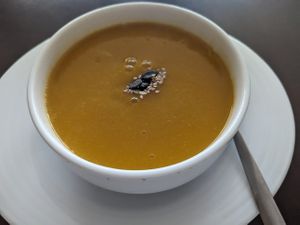 Creamy carrot soup at Botellini in Caldas Da Rainha
