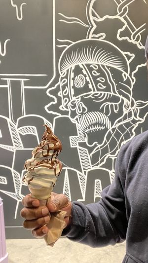 Vanilla ice cream cone with chocolate dip  at Ice Queen in Portland