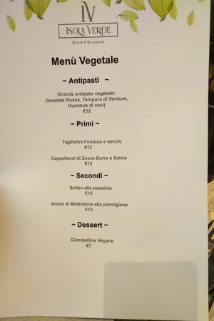 Menu #Veganuary at Isola Verde Resort & Restaurant in Castiglione Del Lago