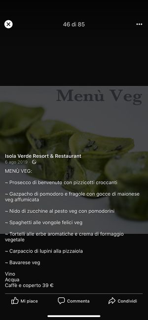 Vegan options  at Isola Verde Resort & Restaurant in Castiglione Del Lago