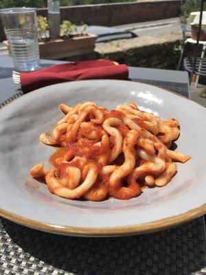 Pici All'Aglione at Osteria delle Crete in San Giovanni Dasso