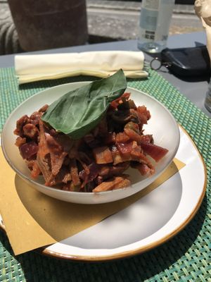 Caponata di Carciofi at Osteria delle Crete in San Giovanni Dasso