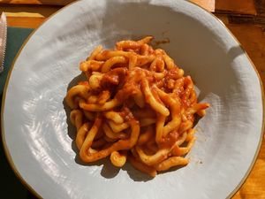 Pici all’Aglione  at Osteria delle Crete in San Giovanni Dasso