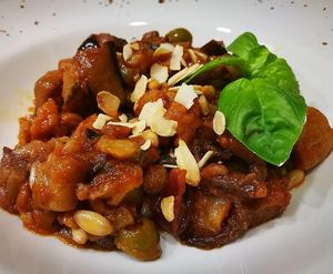 Caponata (eggplant dish) at Osteria delle Crete in San Giovanni Dasso