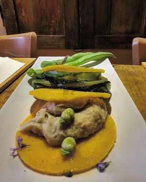 Tuscan tacos with beans cream  at Osteria delle Crete in San Giovanni Dasso