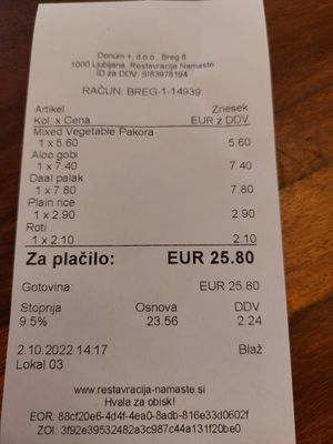 Good prices! at Namaste in Ljubljana