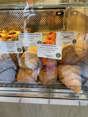 Good selection of fresh vegan pastries and soya milk option for coffee, very tasty!  at Charlotte Croissanterie in Trieste