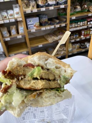 Vegan tempeh burger with ginger Mayo!  at iVegan in Rome