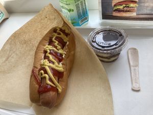 XXL vegan hot dog and Tiramisu   at iVegan in Rome