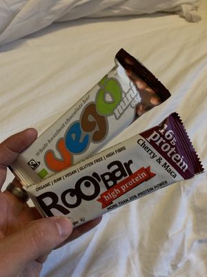 vegan hazelnut chocolate and vegan protein bar  at iVegan in Rome