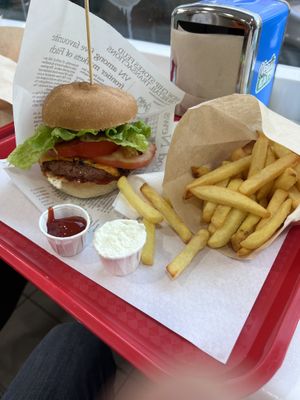 Burger and chips   at iVegan in Rome