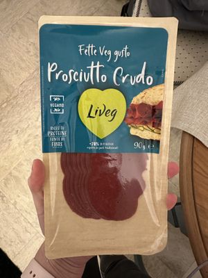 Very tasty vegan prosciutto crudo  at iVegan in Rome