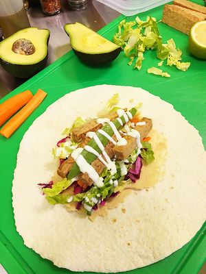 fresh avocado wrap & tempeh  at iVegan in Rome