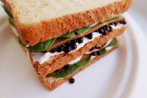 Russian Club Sandwich. Black Vegan Caviar, smoked slice.
  at iVegan in Rome