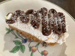 Coconut vegan cheese cake (not my favourite, I found it too salty-cheesy flavoured) at iVegan in Rome