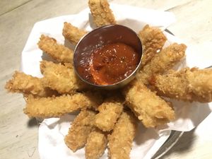Tempeh sticks at Socrates in Medan