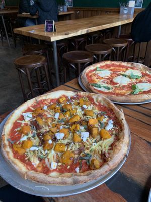 Pumpkin and Margherita  at Green Acre Pizza Bar in Brunswick