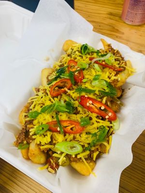 The dirty vegan chilli fries. So damn dirty and so damn good! at WTF Burgers in North London
