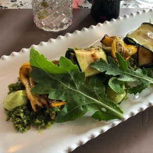 couscous with pistachio pesto, grilled courgette and avocado cream at Wirtshaus Mättle in Loerrach