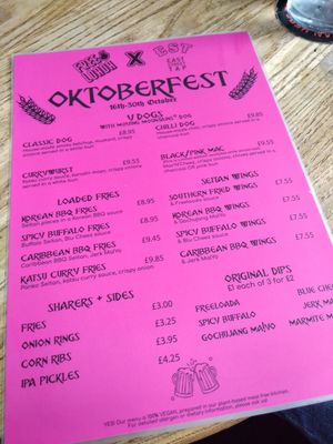 Oktoberfest menu 2020 at Freeloada  in Brighton