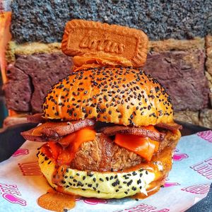 Bacon Biscoff Burger by Freeloada Vegan Junk Food, Brighton at Freeloada  in Brighton